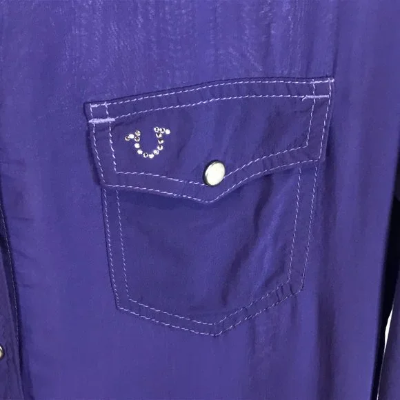 Womens Size Small True Religion Western Pearl Snap Button West Cryst Shirt Top - Picture 3 of 4